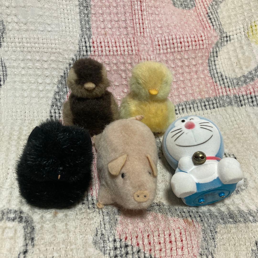 TOMY 1988 てのひらマスコット　黒猫＆豚＆鳥2こ＆ドラえもん　バラ売不可