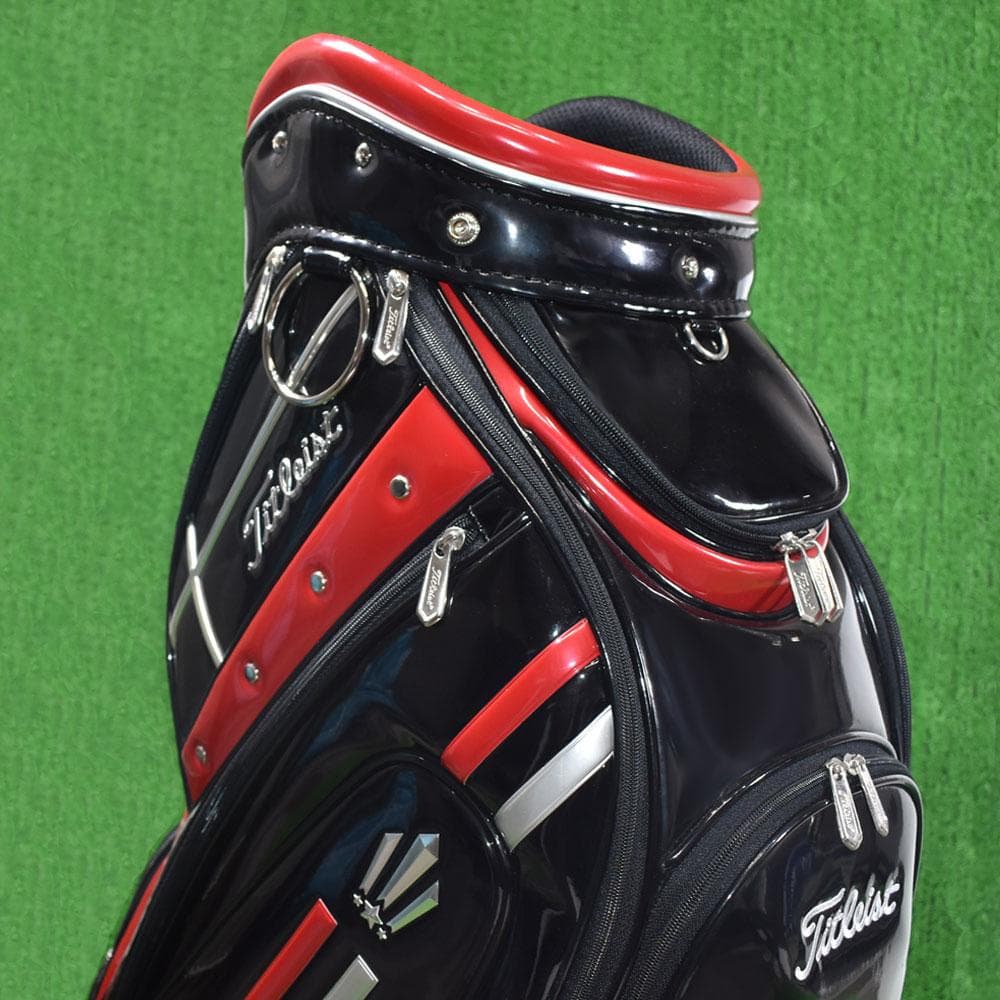 Titleist/タイトリスト エナメル キャディバッグ９型【黒×赤】美品！