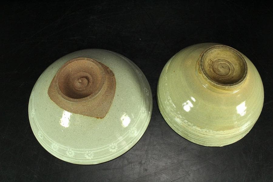 茶道具 朝日 刷毛目茶碗 阿漕 三嶋茶碗 二件(K-A991)