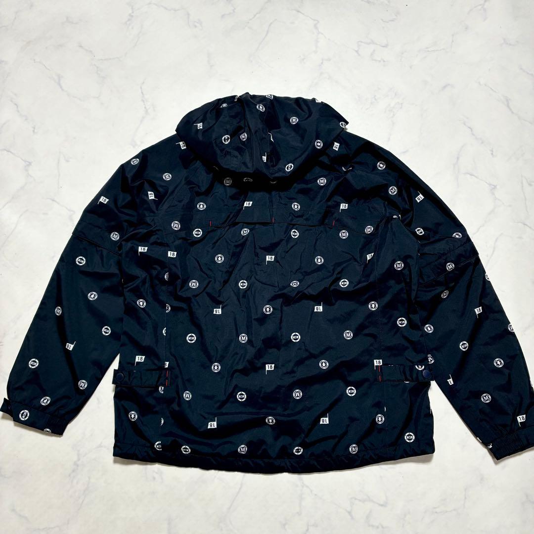 4way✨マンシングウェア レインスーツ ゴルフ セットアップ 総柄 紺色 XL