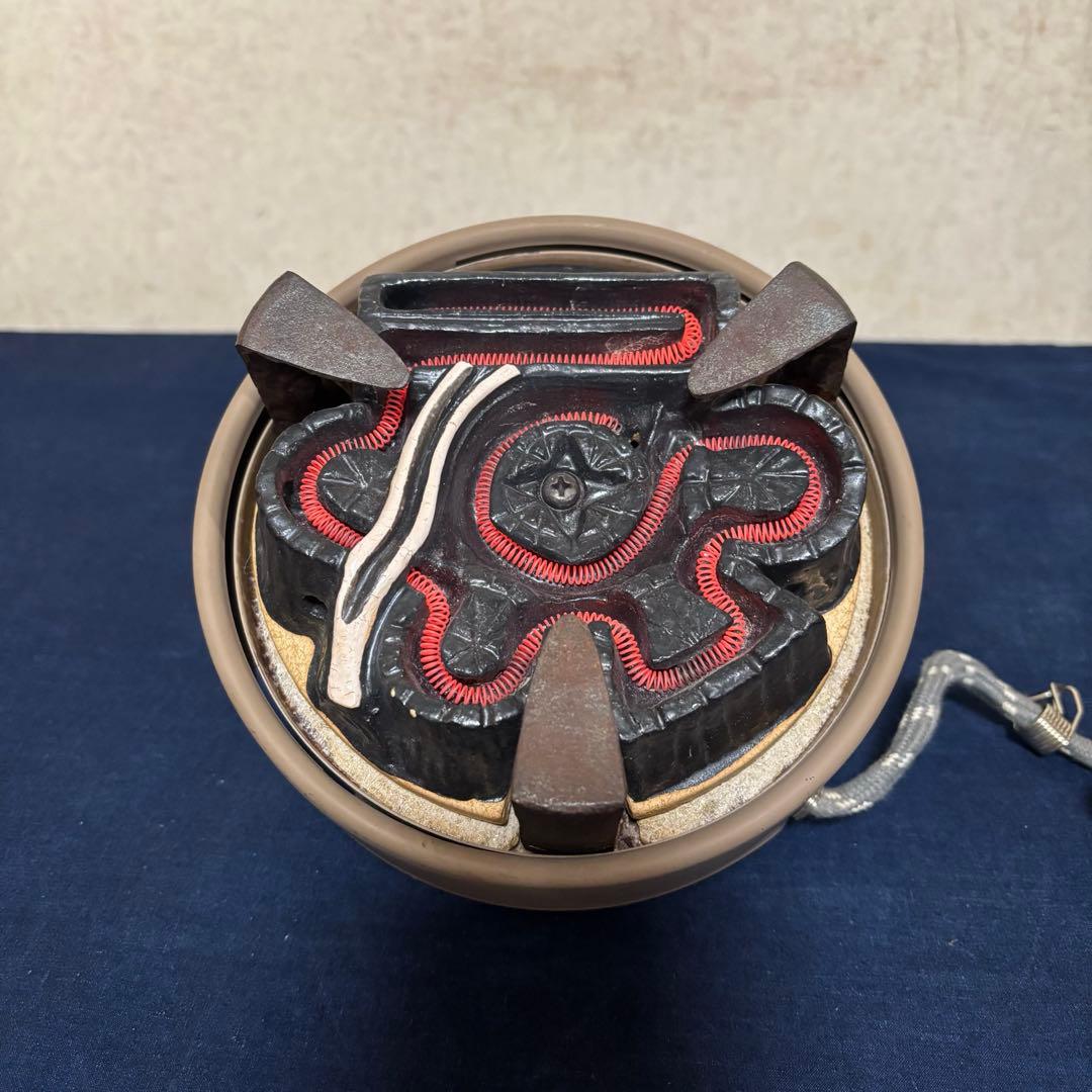 人間国宝敬典造 風炉 茶釜 電熱器 唐銅朝鮮風炉 野々田製電熱器 敷板 底瓦