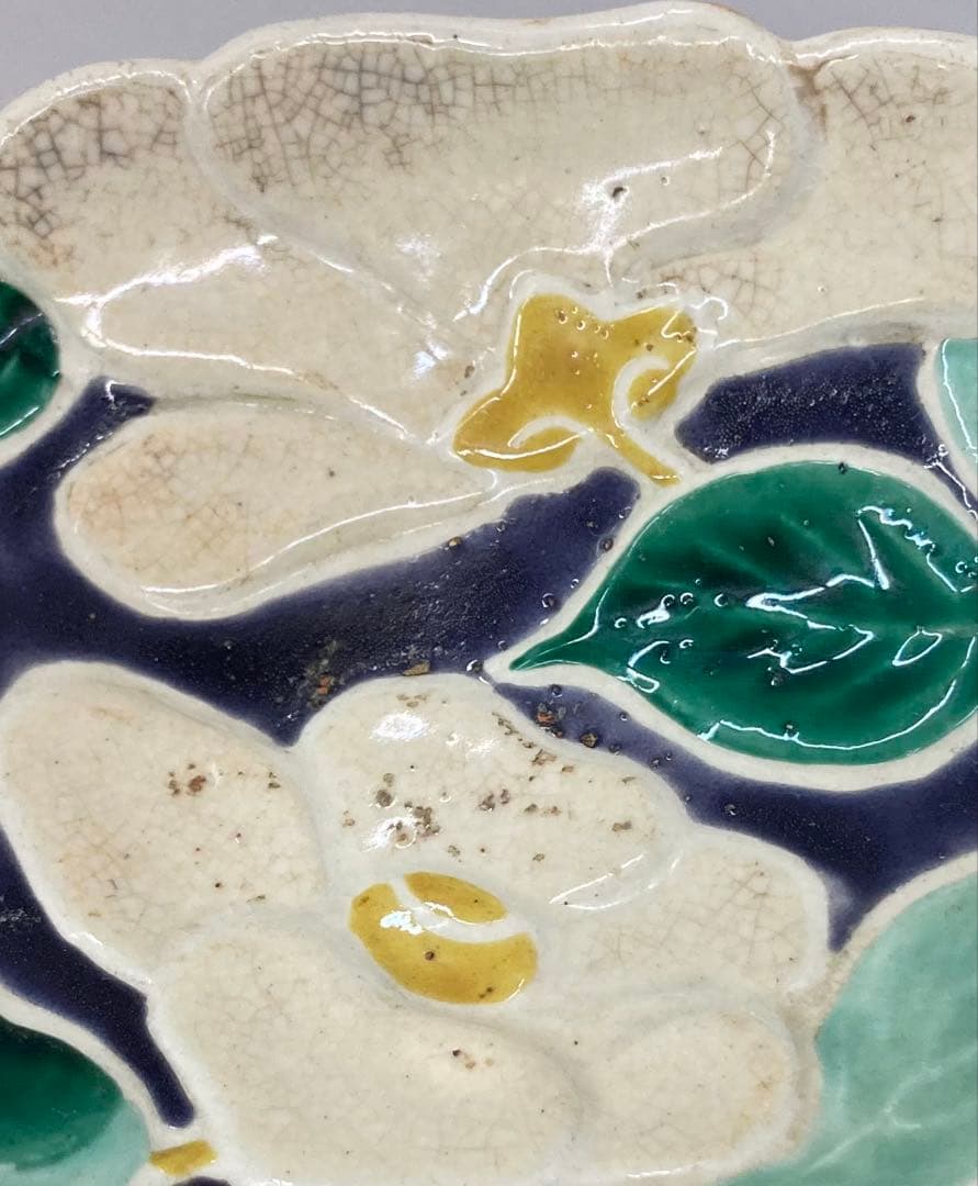 B389b 「椿図皿 5枚」九谷焼　金城製　春日山窯　青木木米　陶器　金沢