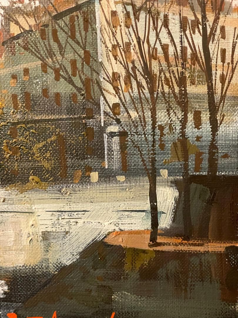 い*ん様 「真作」竹内敏彦『パリ風景 セーヌの流る』 風景画　油彩画　額装　F1