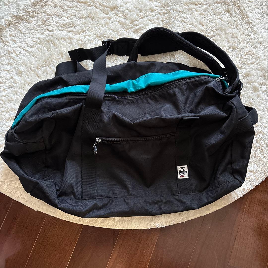 CHUMS ボストンバッグ 黒/青 大きめ