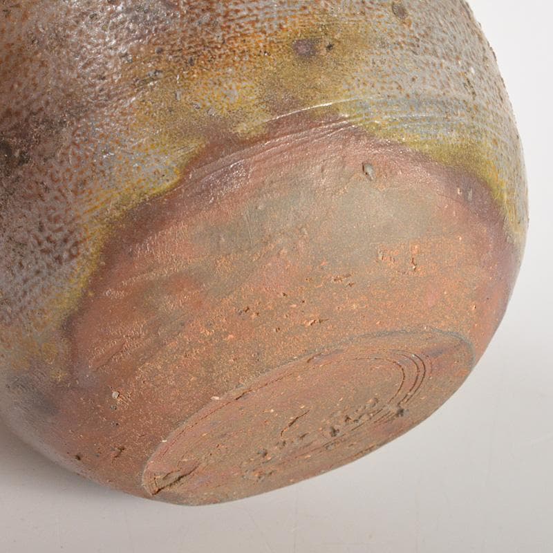 備前焼　金重利陶苑　金重利右衛門　陶弘造　茶入　仕覆付　共箱　V　6595