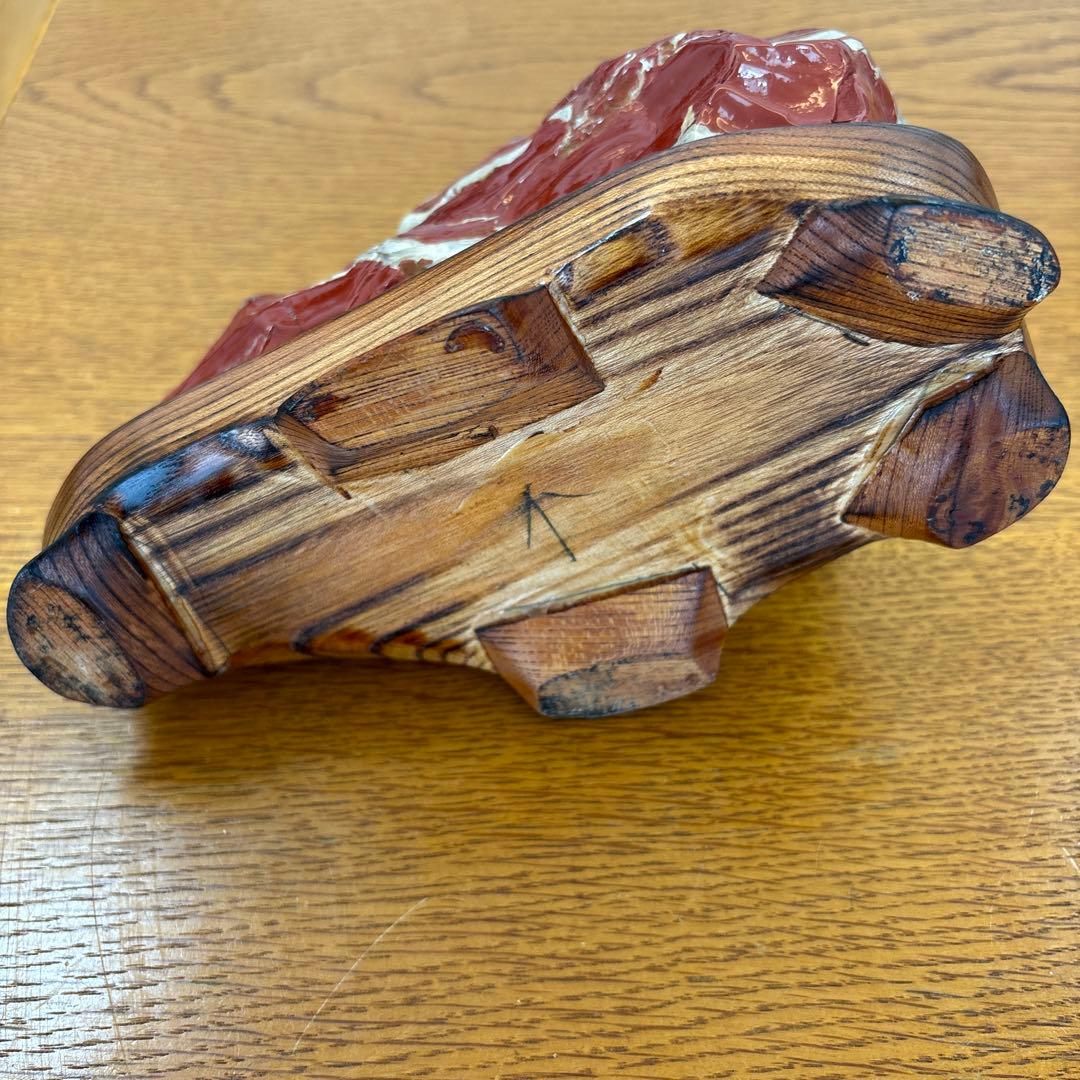 佐渡 赤玉石 天然石　鑑賞石　赤石　置物　重さ3㎏強　木台付