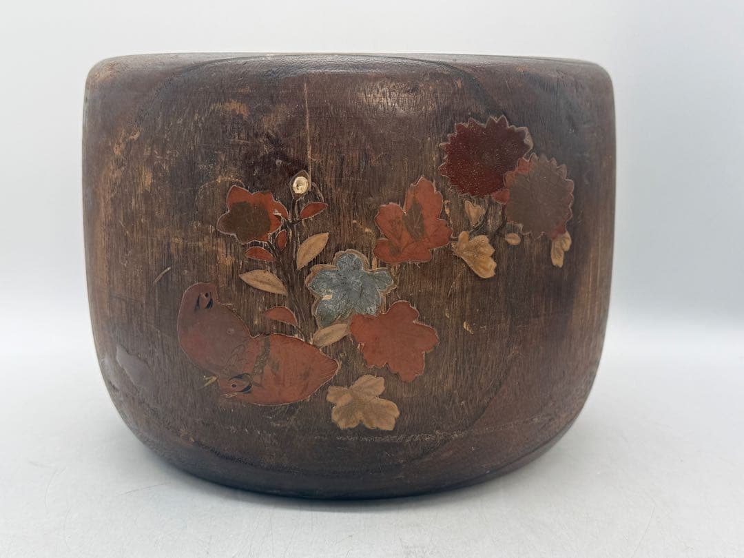 桐手銅芯炙りペア　秋草鶉紋　乾漆　茶道具　送料込み260202