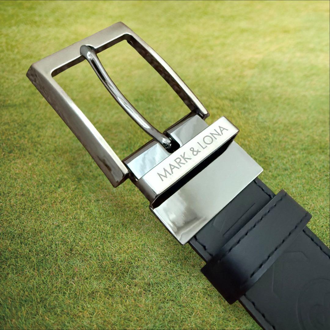 未使用級　マークアンドロナ　ベルト　黒　シルバー　総柄　ブラック　ゴルフ　極美品