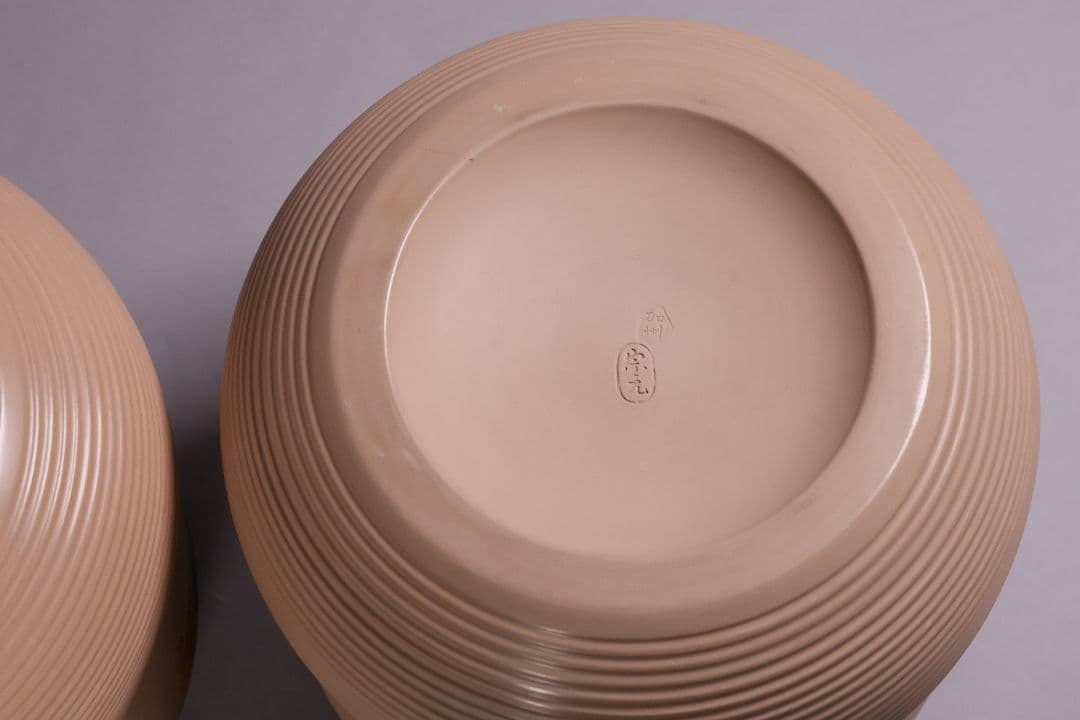 風炉師 加州 山崎宗元 雲華焼 糸目瓢 火鉢一対 紅葉 陶磁器【MA701】