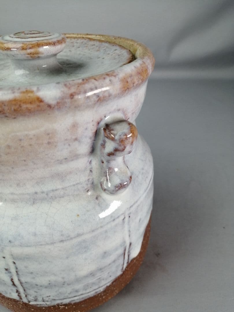 【茶事具】橘正峰造　萩焼耳付き水指　水指413