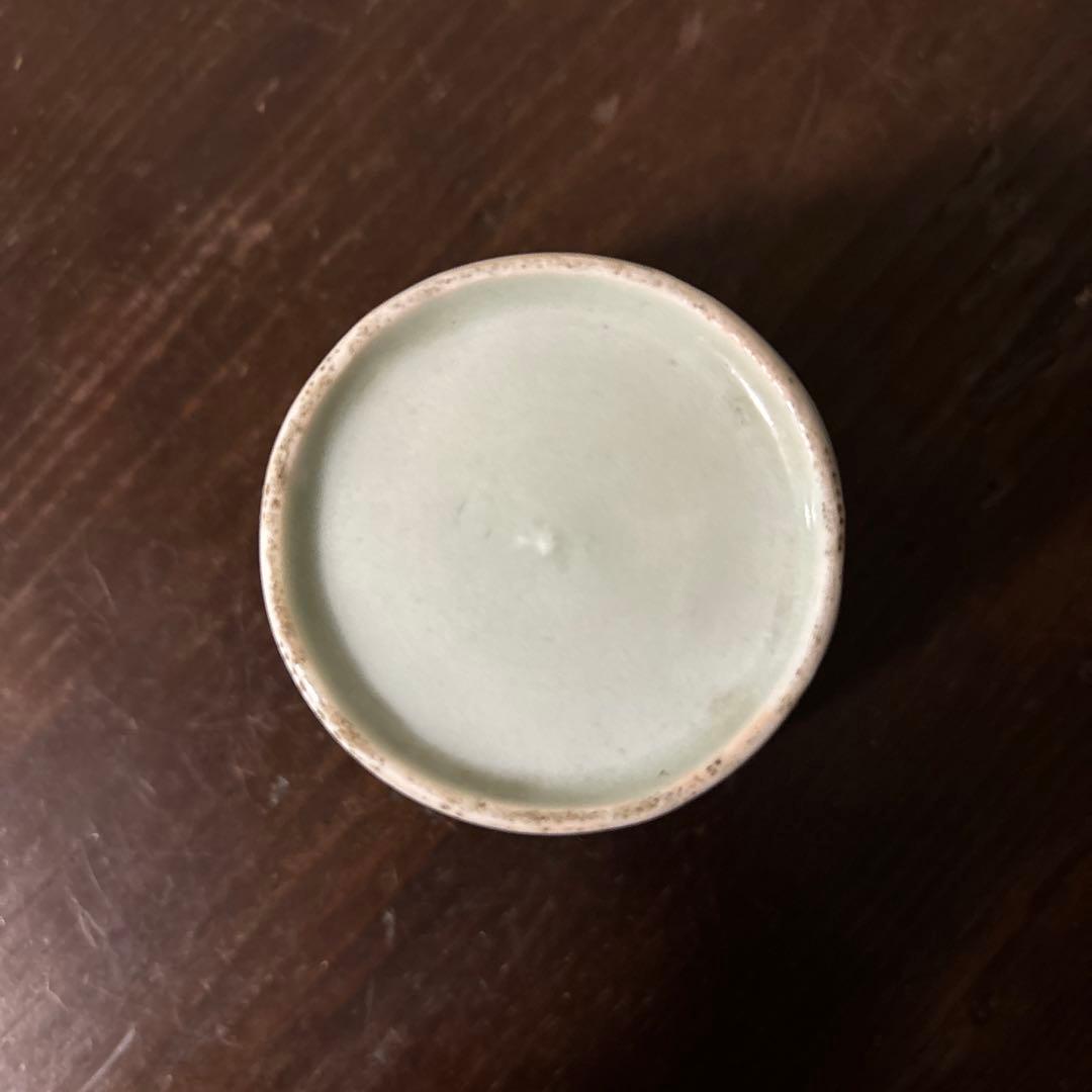 古伊万里染付　格子縞　蔓草文　蕎麦猪口　江戸初期.前期　盃　アンティーク　李朝