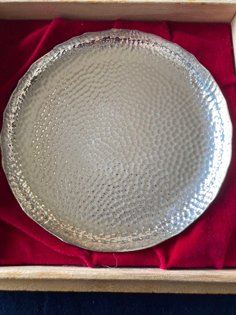 金属美術工芸品　青海波皿　純銀製　 幸福銀行
