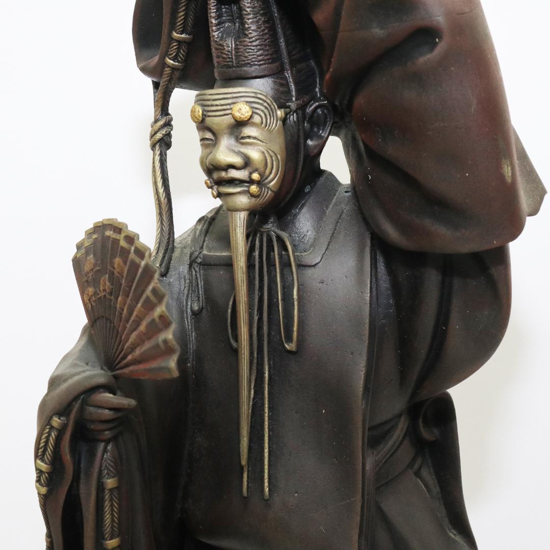 蝋型鋳銅製 翁 銅像 瑞正堂製 共箱 高岡銅器