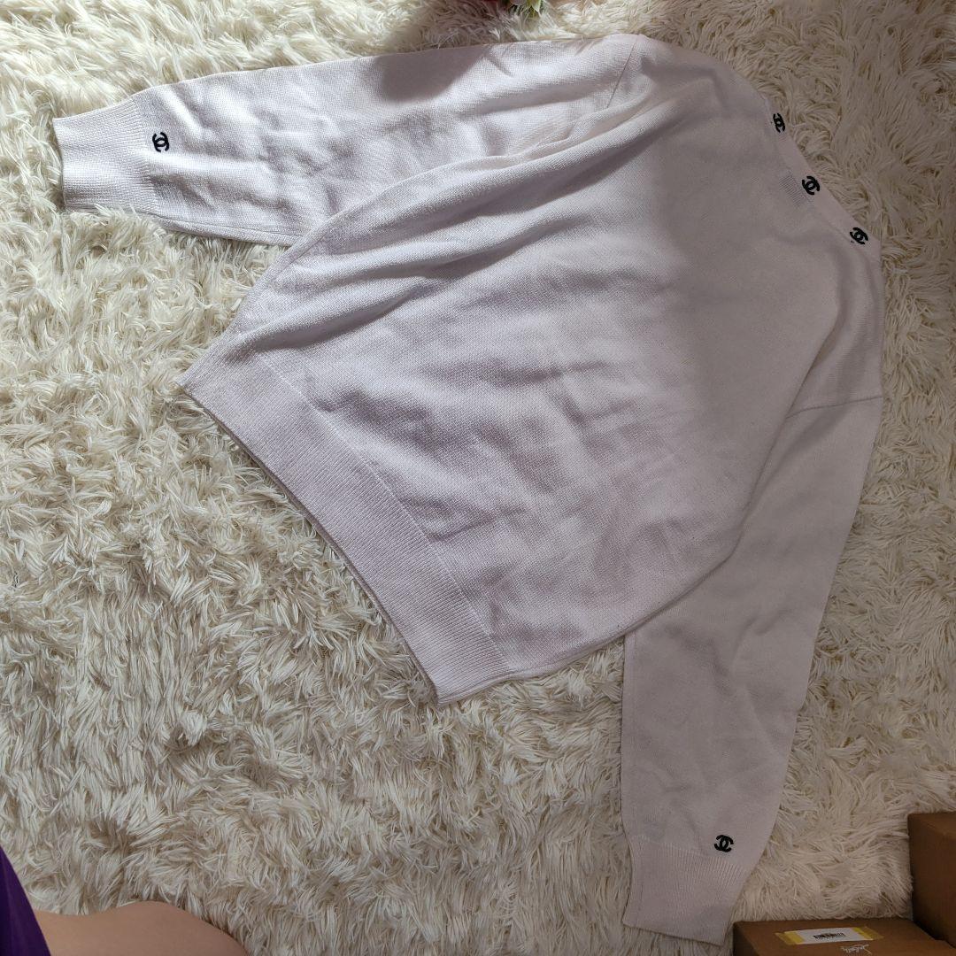 CHANEL　シャネル　ココマーク　刺繍　ニット　長袖　トレーナー　ホワイト