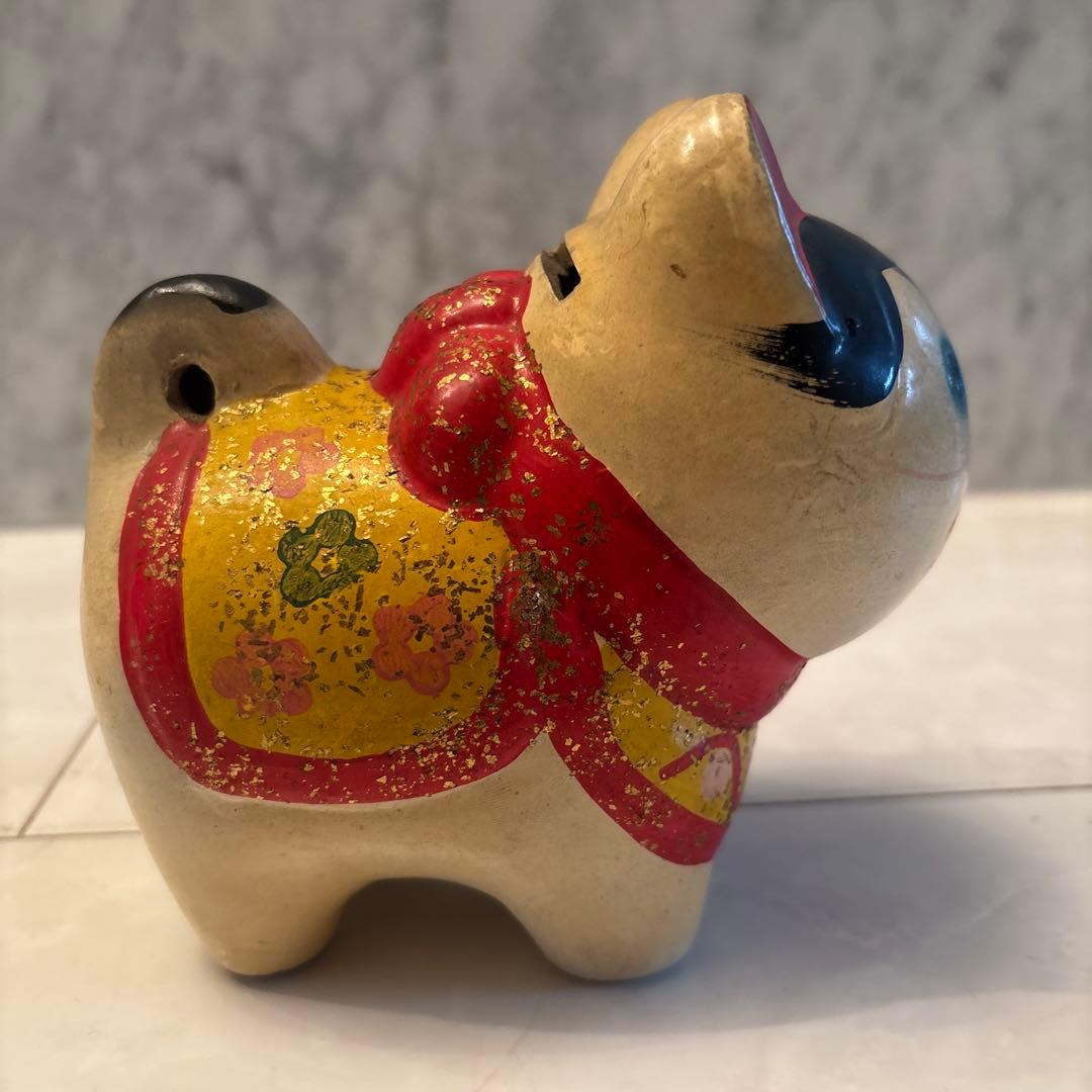 アンティーク　伝統工芸品　お顔が可愛い過ぎる張子の犬の陶器