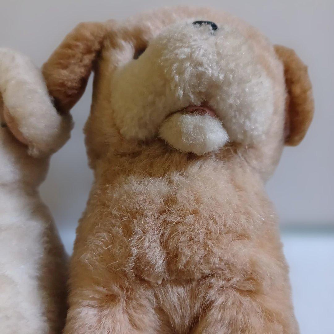 可動式　子犬　ぬいぐるみ　音が鳴る　２つセット　昭和レトロ　当時物