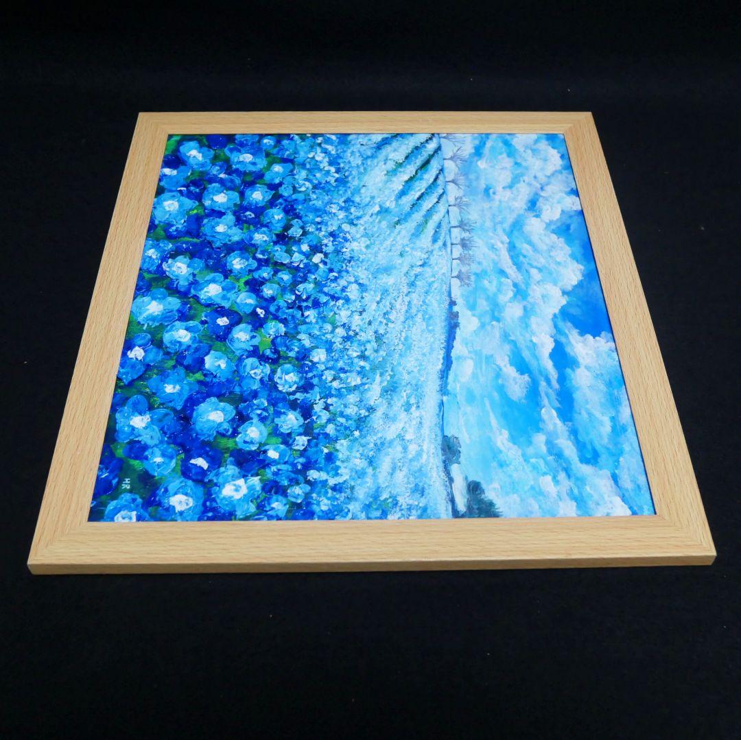 油絵 油彩 油彩画 絵画 絵【ネモフィラブルーの丘】