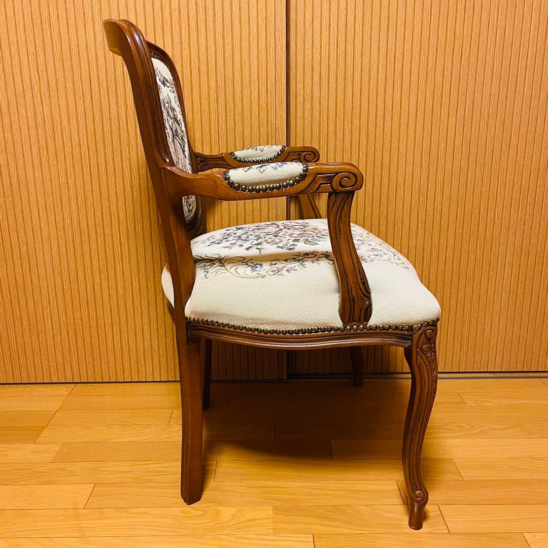 【美品】仏フランス アンティーク家具 プチポワン アームチェア ゴブラン織り