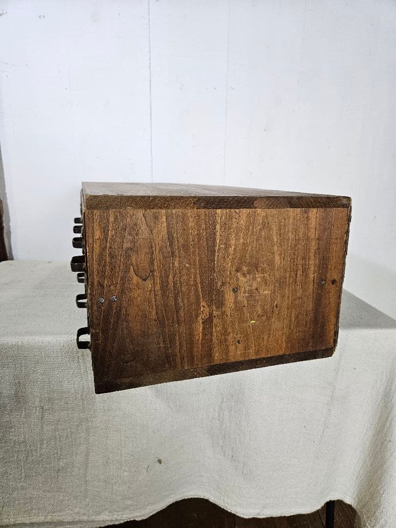 アンティーク 古い木の小引出し 8杯 カードケース 名刺入れ 無垢材 小物入れ