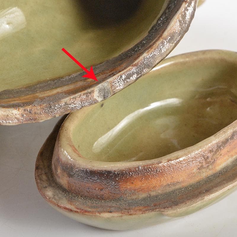 茶道具　青磁　鶏香合　時代箱付　V　R5553