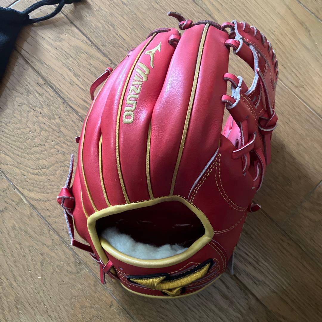 MizunoPro 軟式グローブ レッド 収納袋付き