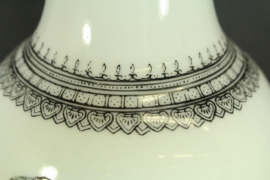 中国美術 景徳鎮 色絵 山水画 題詞紋 瓶 美品 911