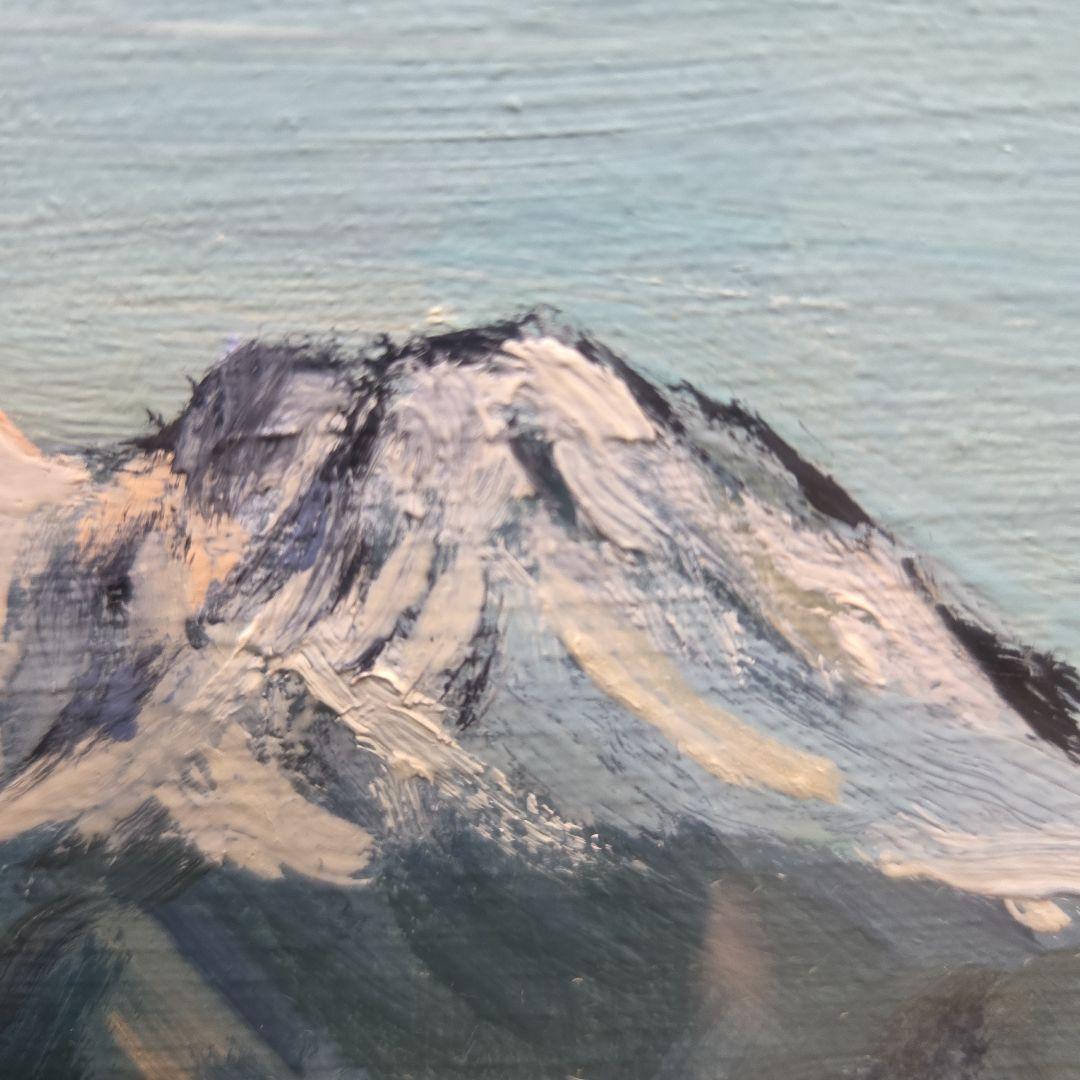 【美品】 肉筆油彩風景画 銀飾額縁フレームつき「御嶽山初雪の情景」10号サイズ