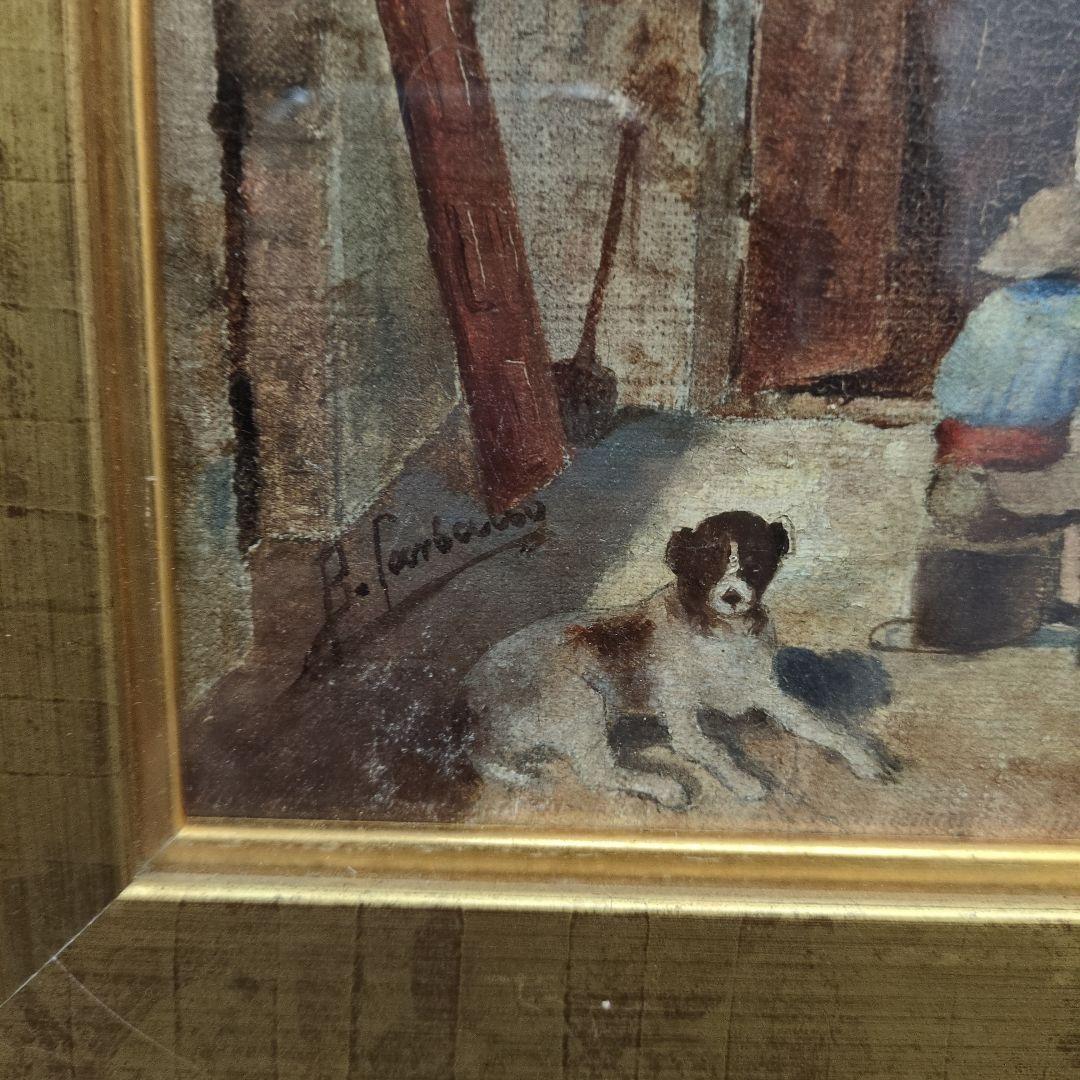 田舎の風景 油彩画 二つのパネル