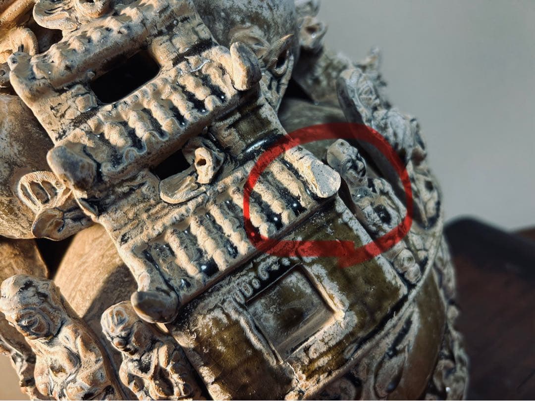 中国骨董　青磁神亭壺(せいじしんていこ) 漢緑釉　三国時代