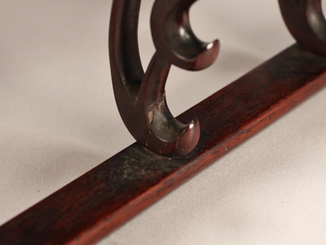 BK433　時代唐木　雲状八足　平卓　花台　香炉台　飾台　床飾　透彫り