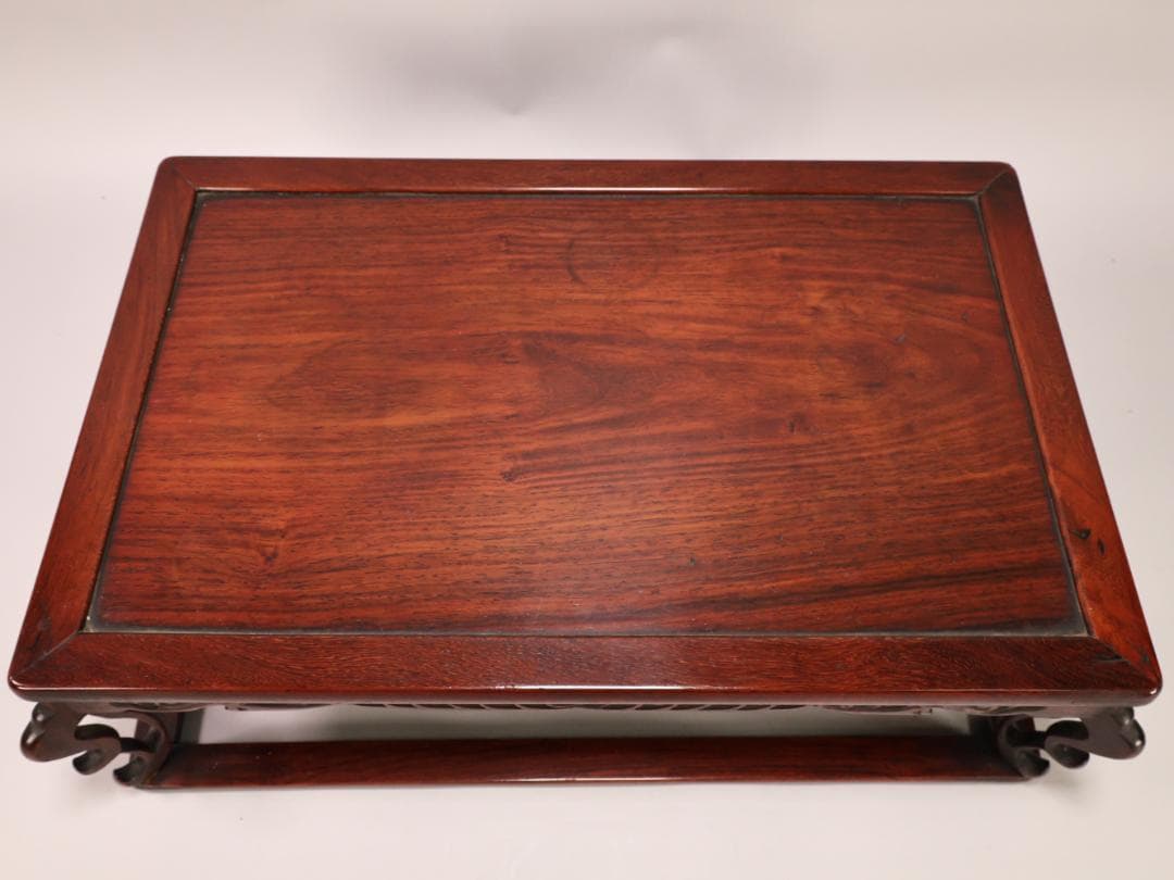 BK433　時代唐木　雲状八足　平卓　花台　香炉台　飾台　床飾　透彫り