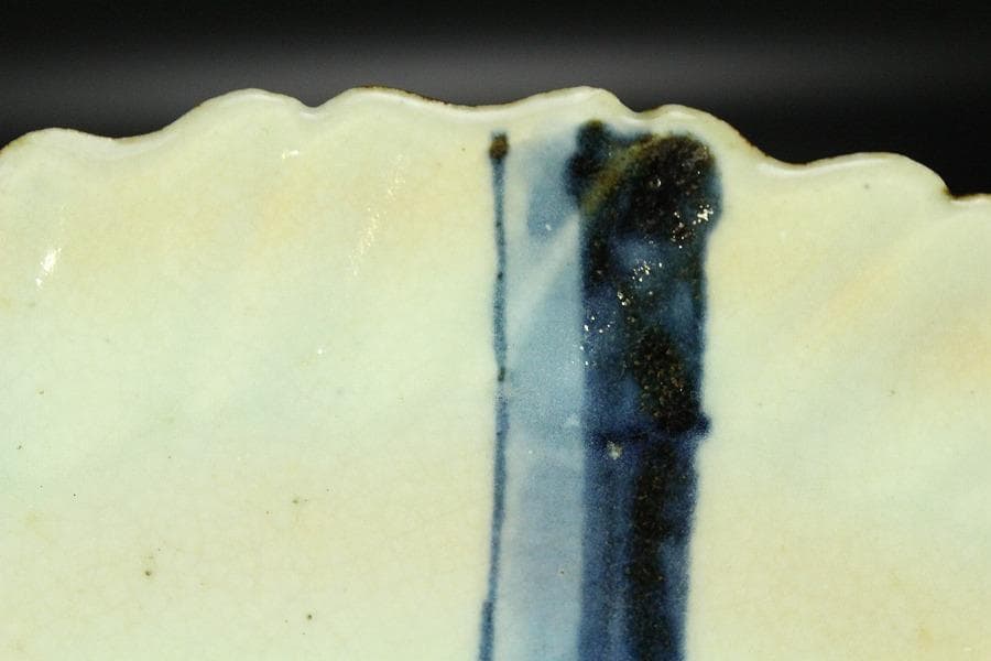 古美術 青花 染付 竹虎絵 皿 藍柿 古伊万里(K-YC553)