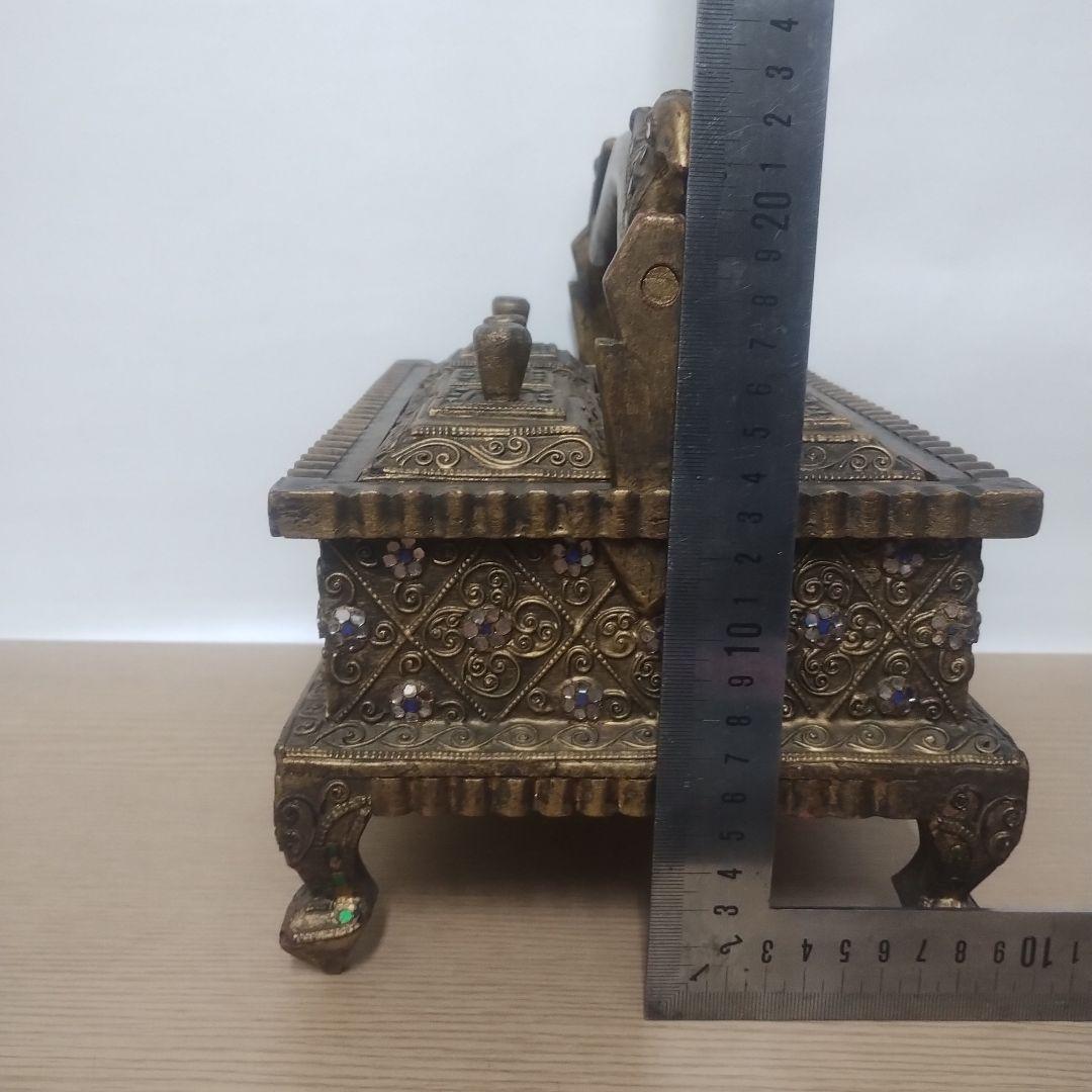 アンティーク 鳥の装飾 木製ボックス