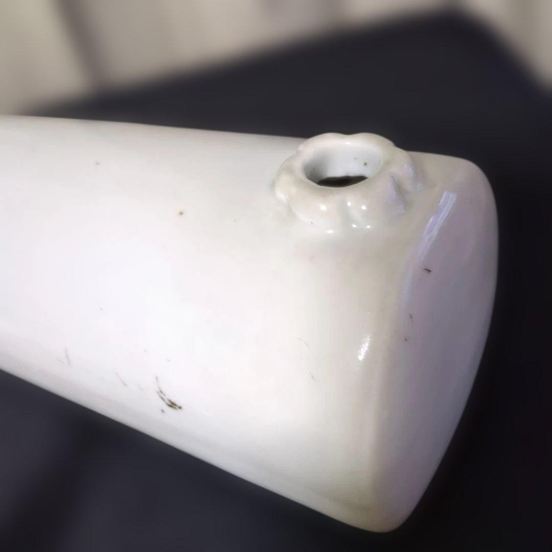 古民芸　平清水焼　小道具　灰白釉掛け　花器　アンティーク　湯たんぽ