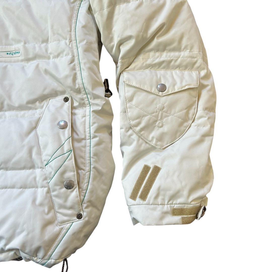 【美品】RIPZONE ダウン スノーボードウエア L多機能＆未使用 ファー 白
