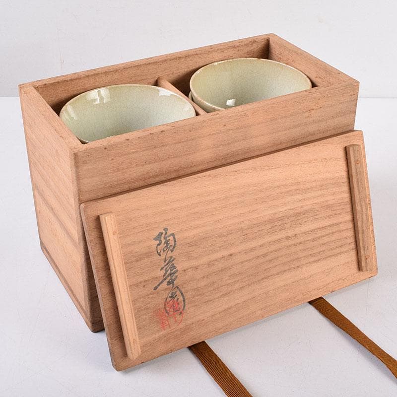 煎茶道具　萬古焼　陶華園造　煎茶碗　十客　共箱　C　R8908