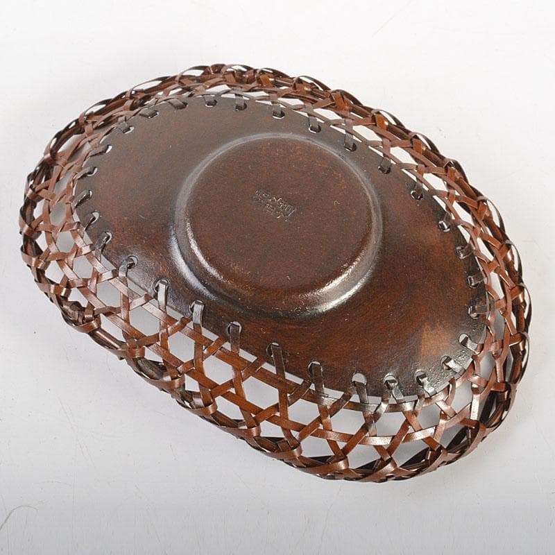 煎茶道具　平安　銅政造　黄銅　二段編　小判茶托　5客　共布共箱　V　6829