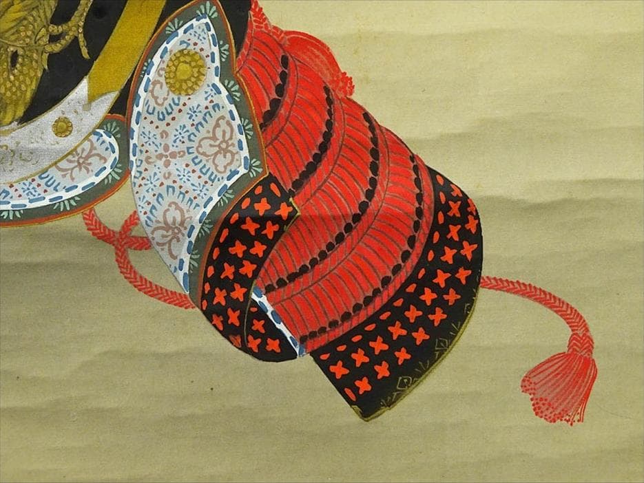 【真作】掛軸 池田桂仙『兜図』絹本 肉筆 無地箱 掛け軸 w040815