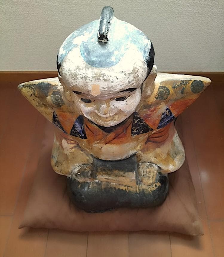かなり古い大型「福助人形」　江戸時代？　土人形　詳細不明