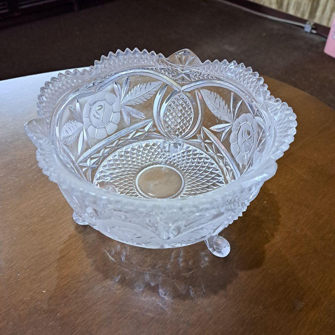 カメイガラス クリスタルガラス キャンディポット アンティーク