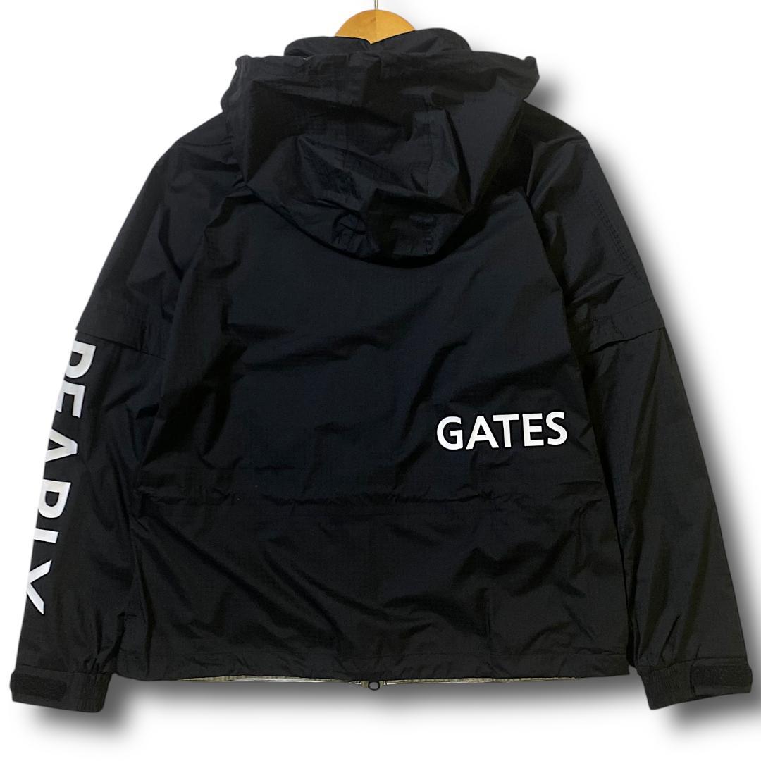 1 新品 パーリーゲイツ ビッグロゴ 半袖にもなる! レインジャケット ブラック