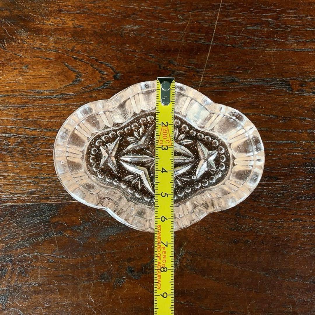 アンティーク ピンクガラスのプレート キャンドルスティック 小物入れ 4点揃え