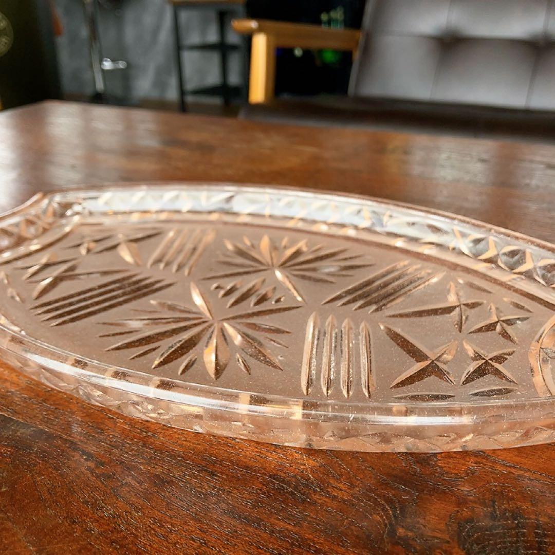 アンティーク ピンクガラスのプレート キャンドルスティック 小物入れ 4点揃え