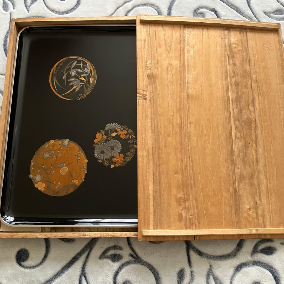 砺波宗斎造 蒔絵進物盆 共箱