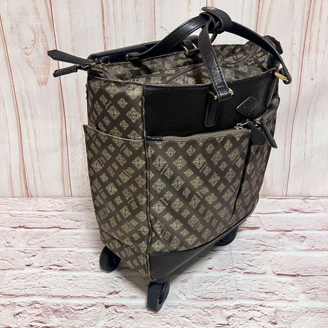 SWANY スワニー 総柄 モノグラム トラベル キャリーバッグ ブラウン
