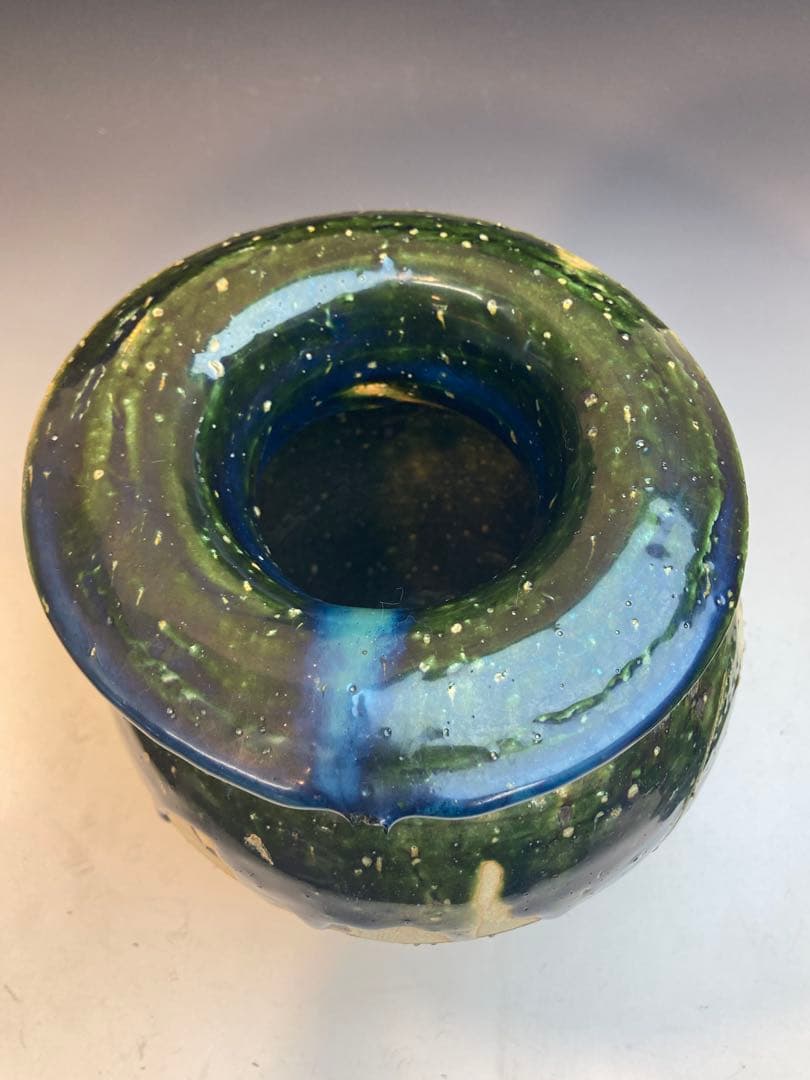 鯉江良二 作 織部オリベツボ壷花瓶 箱なし 本物保証