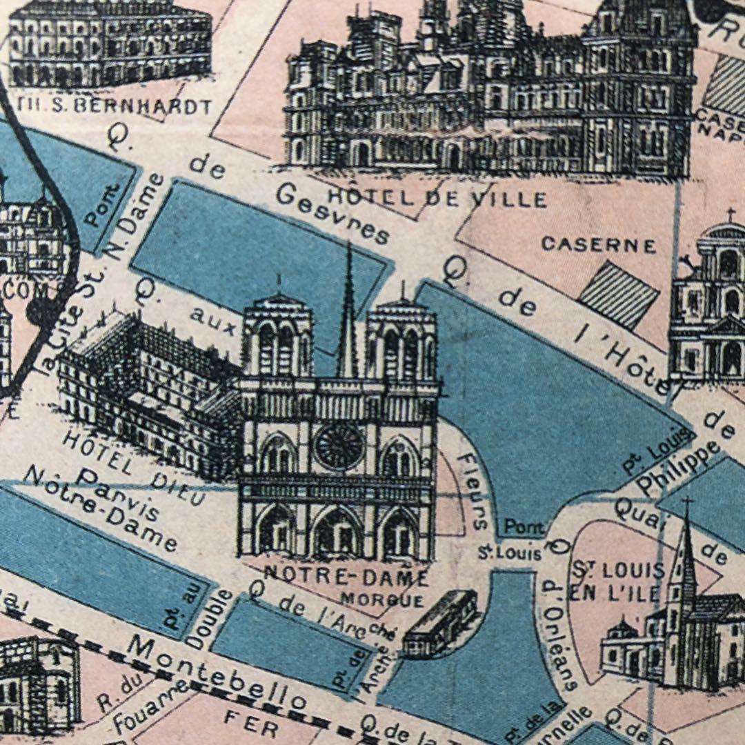 パリ市内地図　リトグラフポスター