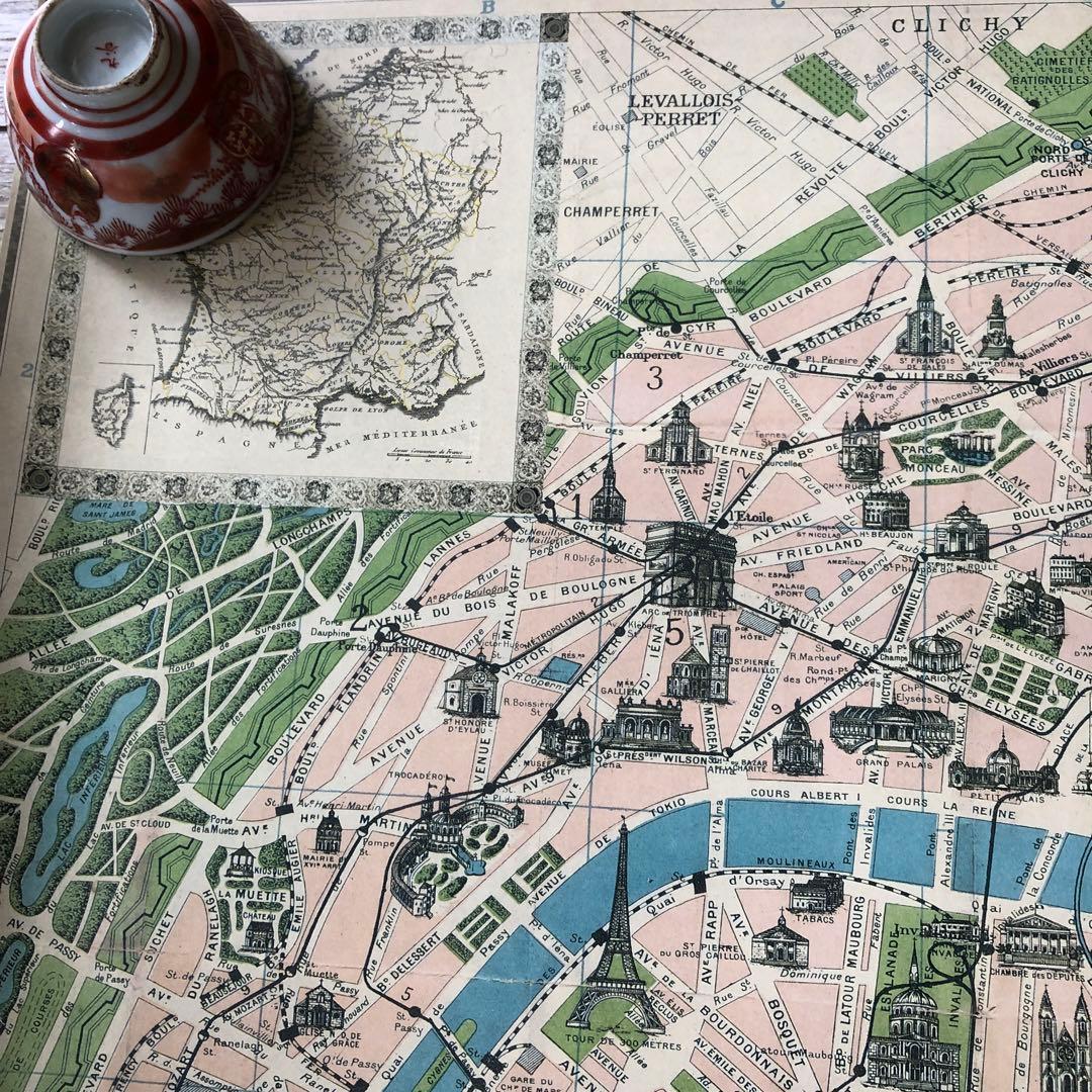 パリ市内地図　リトグラフポスター