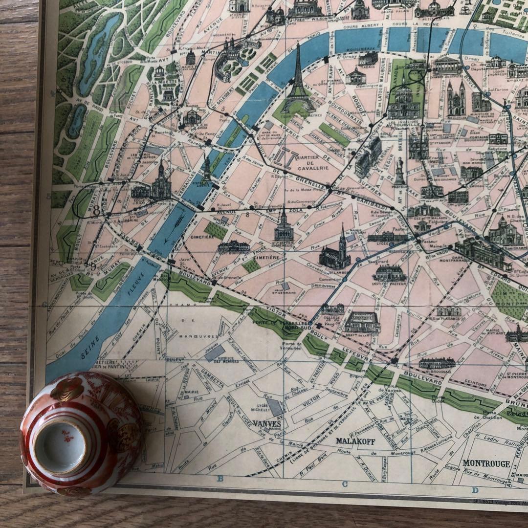 パリ市内地図　リトグラフポスター