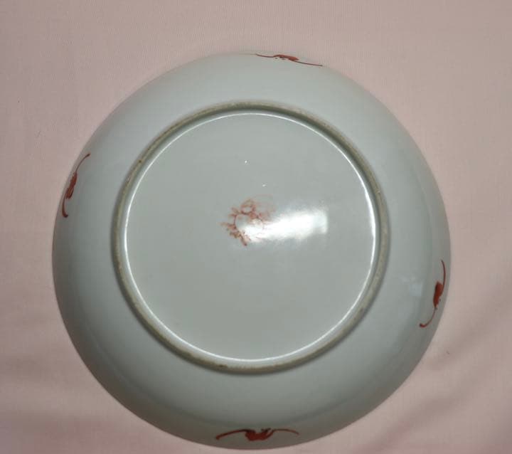 中国　清朝期　粉彩四君子鑑賞大皿② アンティーク　時代箱付0621